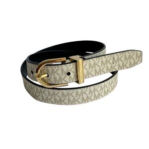 Michael Kors Reversible Belt MK Monogram Canvas Dark Navy Blue Medium / Large